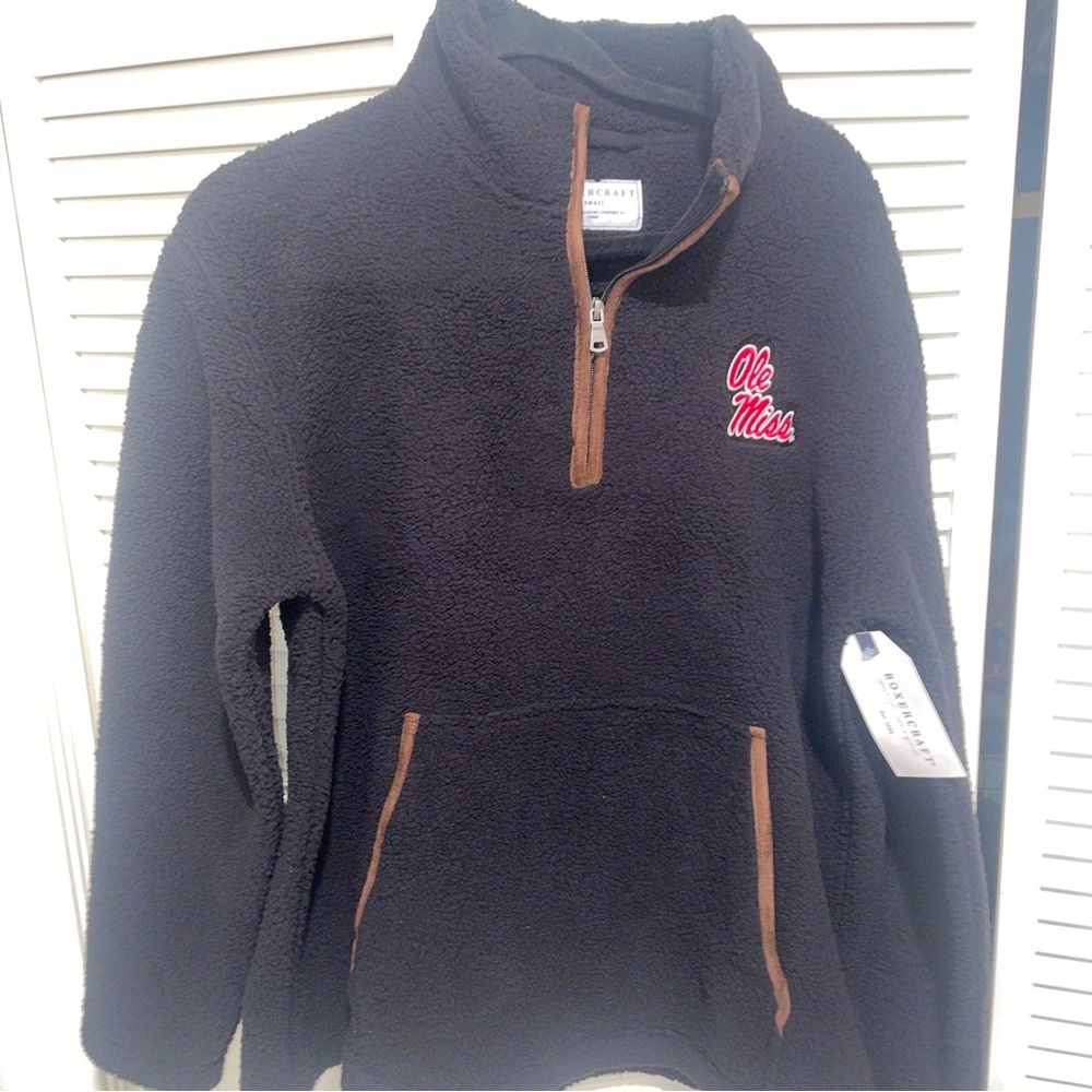 Ole Miss terry fleece with quarter zip pullover dark blue men’s small